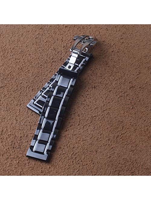 Watchbands Pure Ceramic Black with White Watch Strap Bracelets 20mm 21mm 22mm 24mm for Gear S2 S3 Quick Release pin
