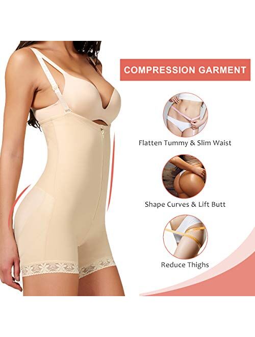 MISS MOLY Women Compression Garments After Liposuction Waist Trainer Bodysuit Shapewear Tummy Control Open Bust Body Shaper