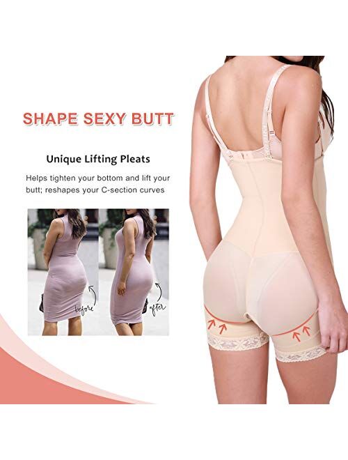 MISS MOLY Women Compression Garments After Liposuction Waist Trainer Bodysuit Shapewear Tummy Control Open Bust Body Shaper