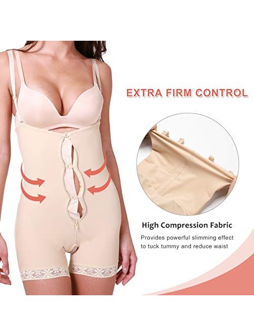 MISS MOLY Women Compression Garments After Liposuction Waist Trainer Bodysuit Shapewear Tummy Control Open Bust Body Shaper