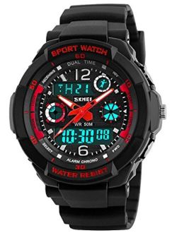 Boys Watches, Kids Sport Multi Function 50M Waterproof Digital Analog with Alarm LED for Girls Child