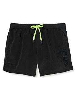 Replay Luxe Side Tonal Logo Men's Swim Shorts, Black