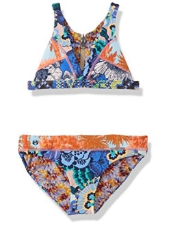 Girls' Fixed Triangle Bikini Swimsuit Set