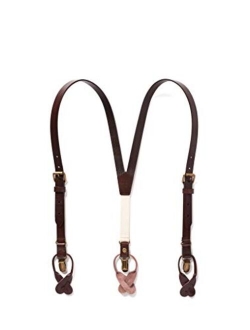 JJ SUSPENDERS Genuine Leather Suspenders For Kids with Elastic Strap - Classic Y Suspenders for Boys & Toddlers