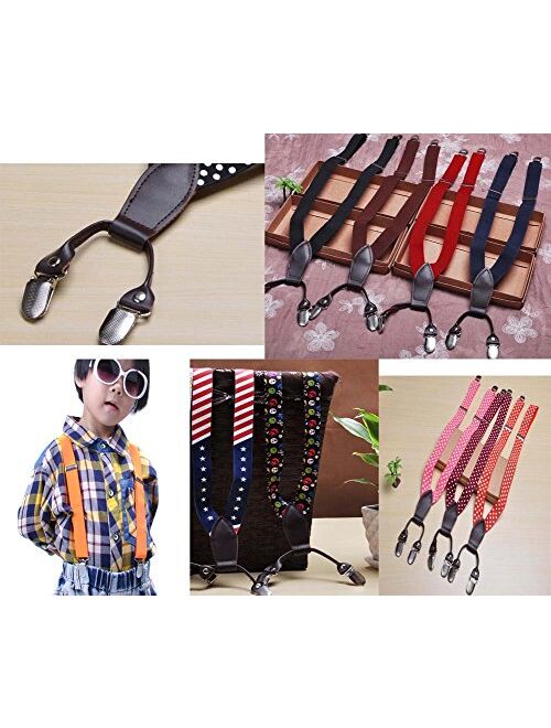 Useful Kids Suspenders Elastic Adjustable Straps Dots