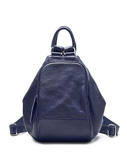 knapsack LRYYCN Cow Leather Women's Backpack Female Top Layer Cowhide Ladies Bags First Layer Cow Leather Ladies' Backpack DarkBlue