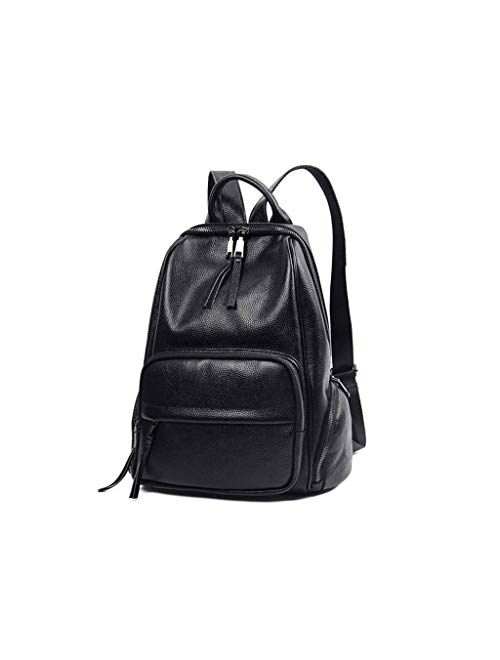 NCCDY Black Leather Backpack, Womens Bag Backpack Purse PU Leather Zipper Bags Fashion Casual Rucksack Satchel and Handbag