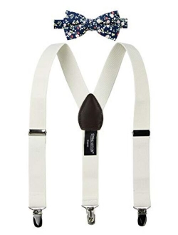 Boys' Suspenders and Dark Floral Bow Tie Set