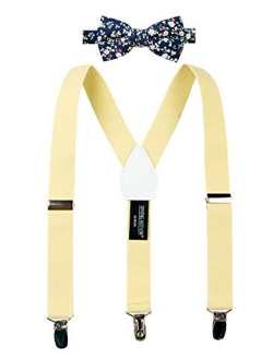 Boys' Suspenders and Dark Floral Bow Tie Set