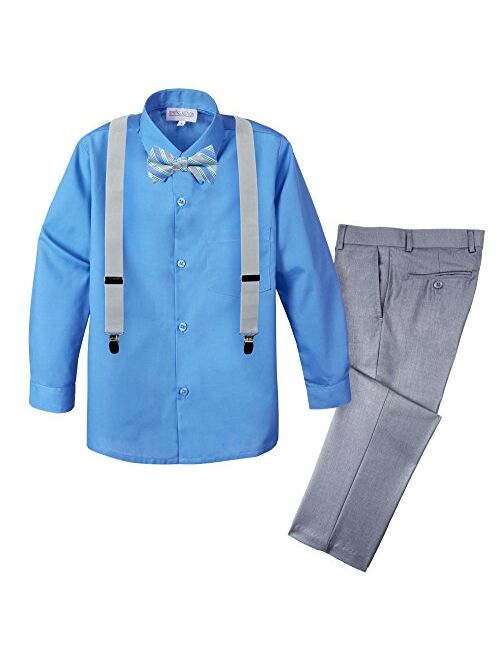 Spring Notion Boys' 4-Piece Patterned Dress up Pants Set