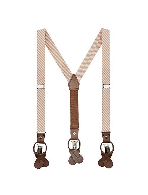 Jacob Alexander Boys' Seersucker Striped Pattern Suspenders