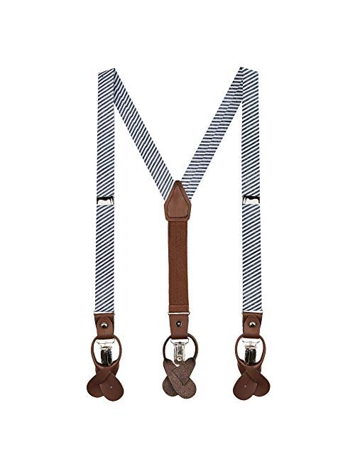 Jacob Alexander Boys' Seersucker Striped Pattern Suspenders