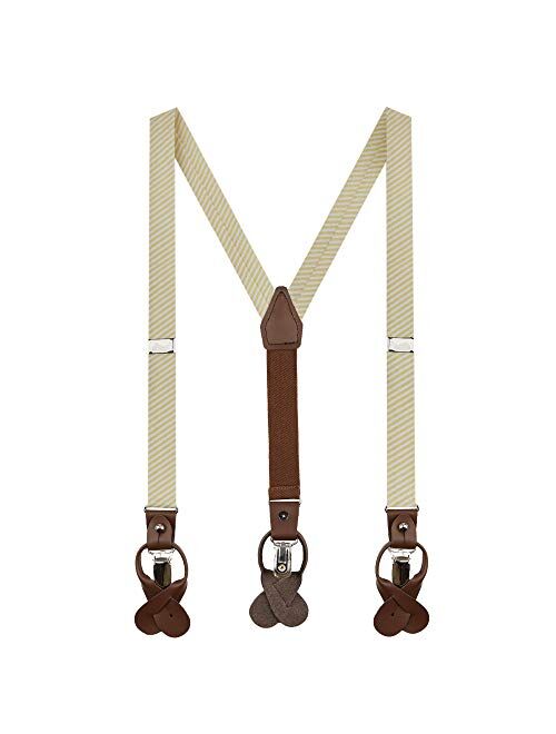 Jacob Alexander Boys' Seersucker Striped Pattern Suspenders