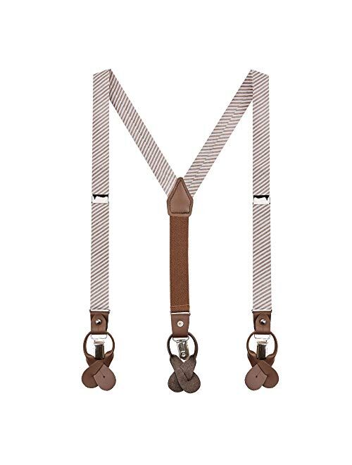 Jacob Alexander Boys' Seersucker Striped Pattern Suspenders