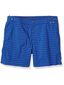 Danward Men's Square Print Fixed Waist Palma Swim Trunk