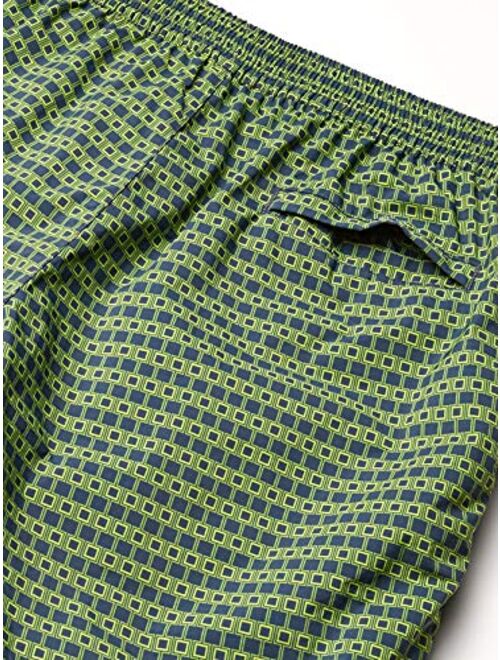 Danward Men's Square Print Fixed Waist Palma Swim Trunk