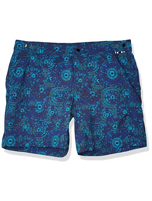 Danward Men's Printed Fixed Waist Palma Swim Trunk