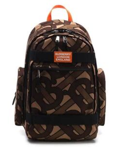 Brown Men's Monogram Print Rucksack