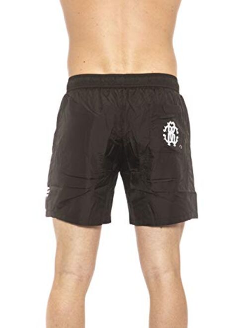 Roberto Cavalli Beachwear Black Beachwear Boxer with Pockets. Side Logo Print. Internal Net. Back Pocket