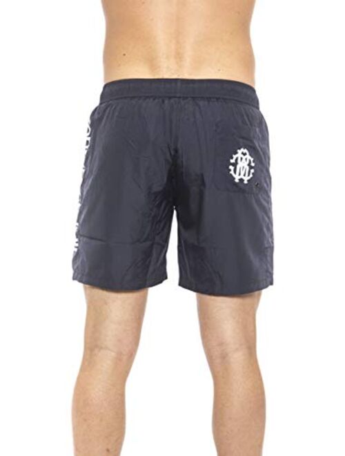 Roberto Cavalli Beachwear Blue Beachwear Boxer with Pockets. Side Logo Print. Internal Net. Back Pocket