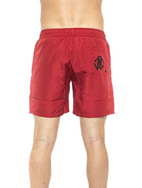 Roberto Cavalli Beachwear Red Beachwear Boxer with Pockets. Side Logo Print. Internal Net. Back Pocket