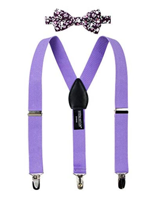 Spring Notion Boys' Suspenders and Pink Floral Bow Tie Set