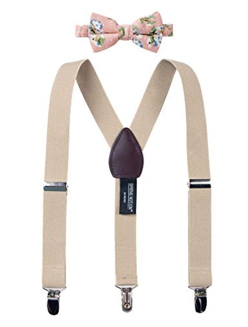 Spring Notion Boys' Suspenders and Pink Floral Bow Tie Set