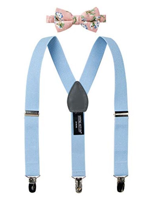 Spring Notion Boys' Suspenders and Pink Floral Bow Tie Set