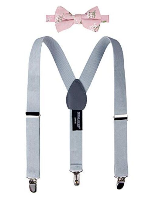 Spring Notion Boys' Suspenders and Pink Floral Bow Tie Set