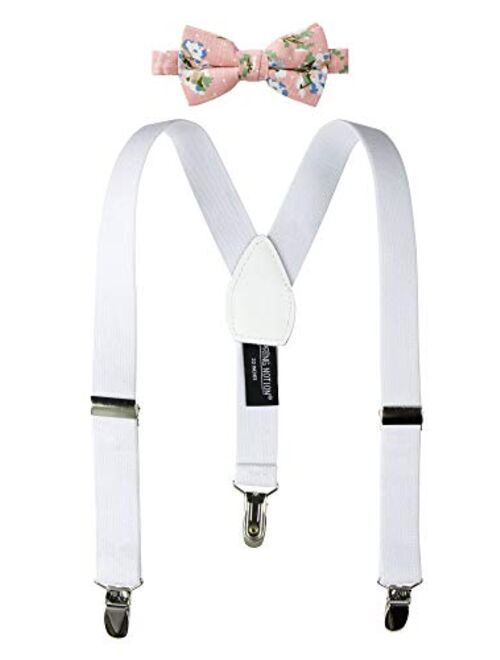 Spring Notion Boys' Suspenders and Pink Floral Bow Tie Set