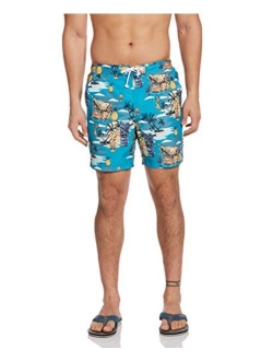 Original Penguin Men's Printed Elastic Waist Volley Swim Short