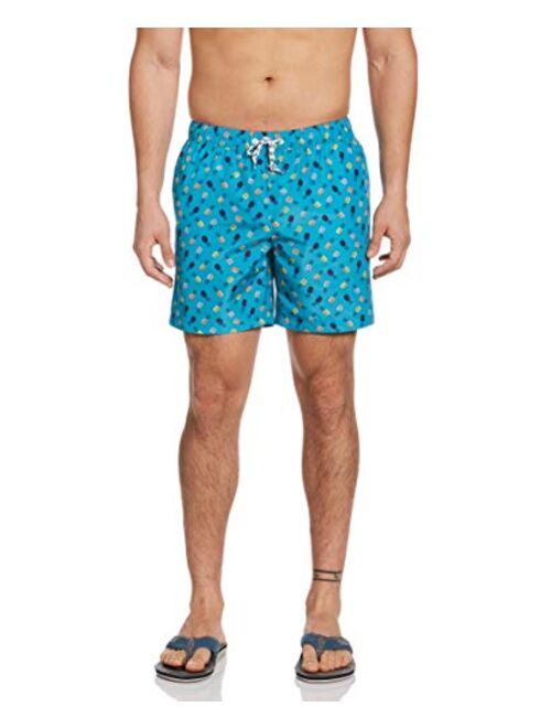 Original Penguin Men's Printed Elastic Waist Volley Swim Short