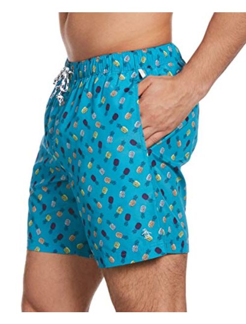 Original Penguin Men's Printed Elastic Waist Volley Swim Short