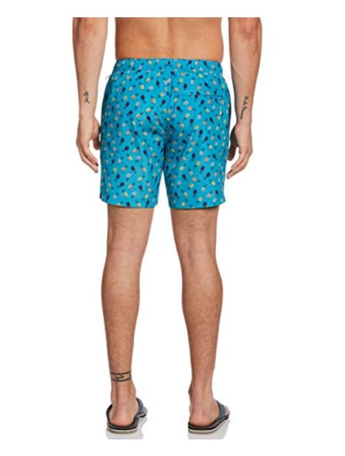 Original Penguin Men's Printed Elastic Waist Volley Swim Short