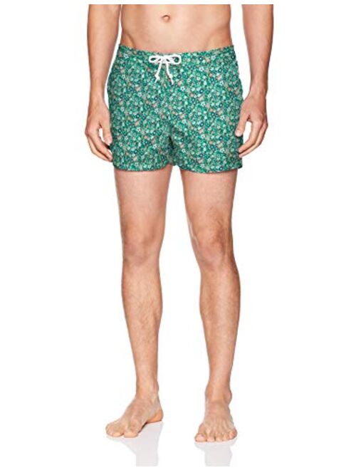 Original Penguin Men's Printed Fixed Waist Box Swim Short