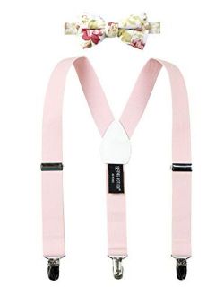 Boys' Suspenders and Light Floral Bow Tie Set