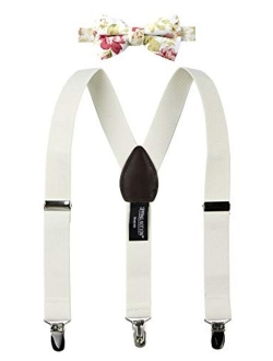 Boys' Suspenders and Light Floral Bow Tie Set