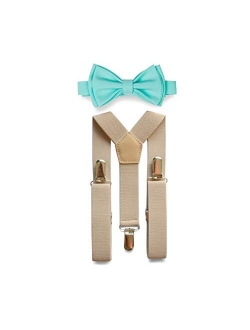 Tan Suspenders & Bow Tie Set for Baby Toddler Boy Teen Men