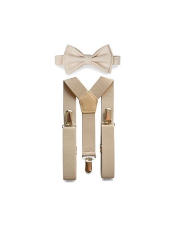 Tan Suspenders & Bow Tie Set for Baby Toddler Boy Teen Men