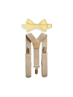 Tan Suspenders & Bow Tie Set for Baby Toddler Boy Teen Men