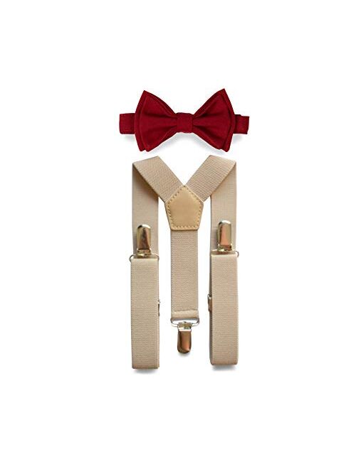 Tan Suspenders & Bow Tie Set for Baby Toddler Boy Teen Men