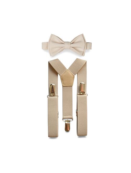 Tan Suspenders & Bow Tie Set for Baby Toddler Boy Teen Men