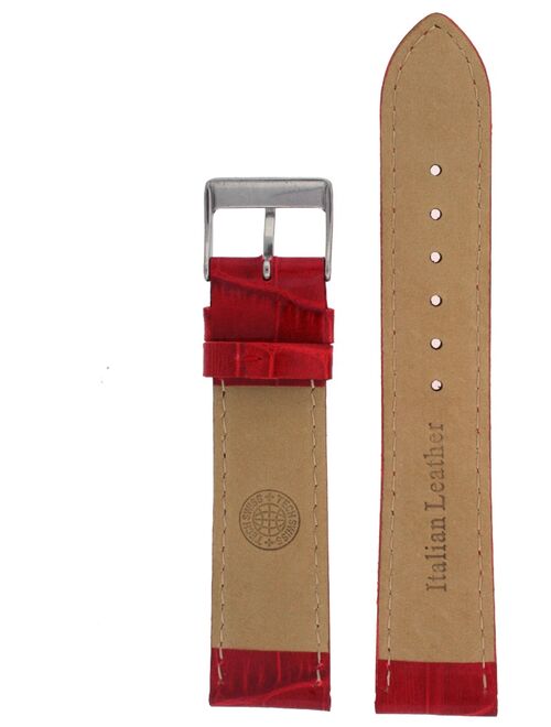 14mm Watch Band Red Genuine Leather Crocodile Grain Ladies