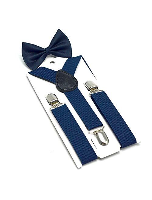 Sling Boys Bow Tie Set Braces Suspenders Adjustable Elastic Kids Suspenders with Bowtie Children Trousers Shirt Stay Casual (Color : Black)