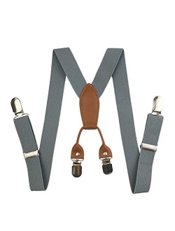 XIARUI Sling Kids Leather Suspenders Children Elastic Braces Casual (Color : Wine Red)