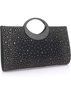 Dexmay Shiny Evening Bag with Crystal Handle for Wedding Party Elegant Crystal Rhinestone Clutch Purse