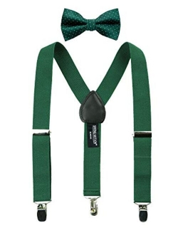 Boys' Suspenders and Green Bow Tie Set