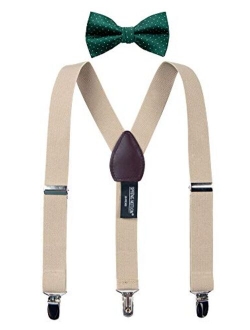 Boys' Suspenders and Green Bow Tie Set