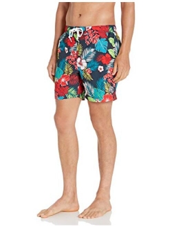 Original Penguin Men's Printed Elastic Waist Volley Swim Short