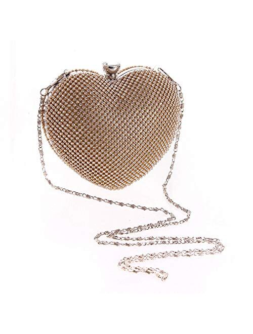 Abbie Home Heart Shaped Evening Clutch Bag Women Girls Crystal Handbag Tote Purse for Wedding Party